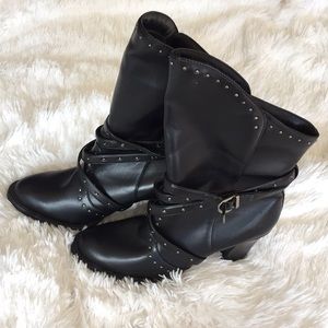 NEW-Black faux studded leather boots 9.5